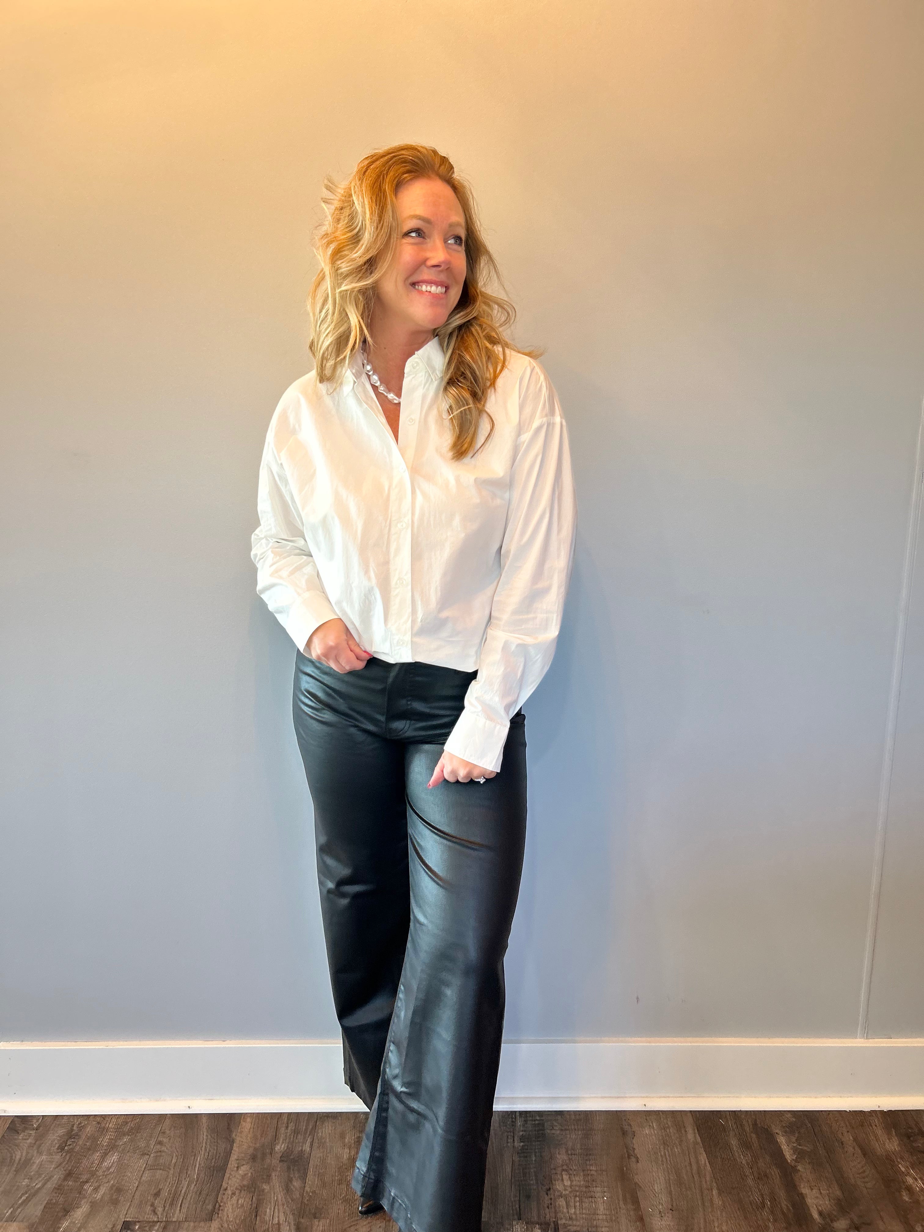 Elevated Poplin Button Down Shirt in White