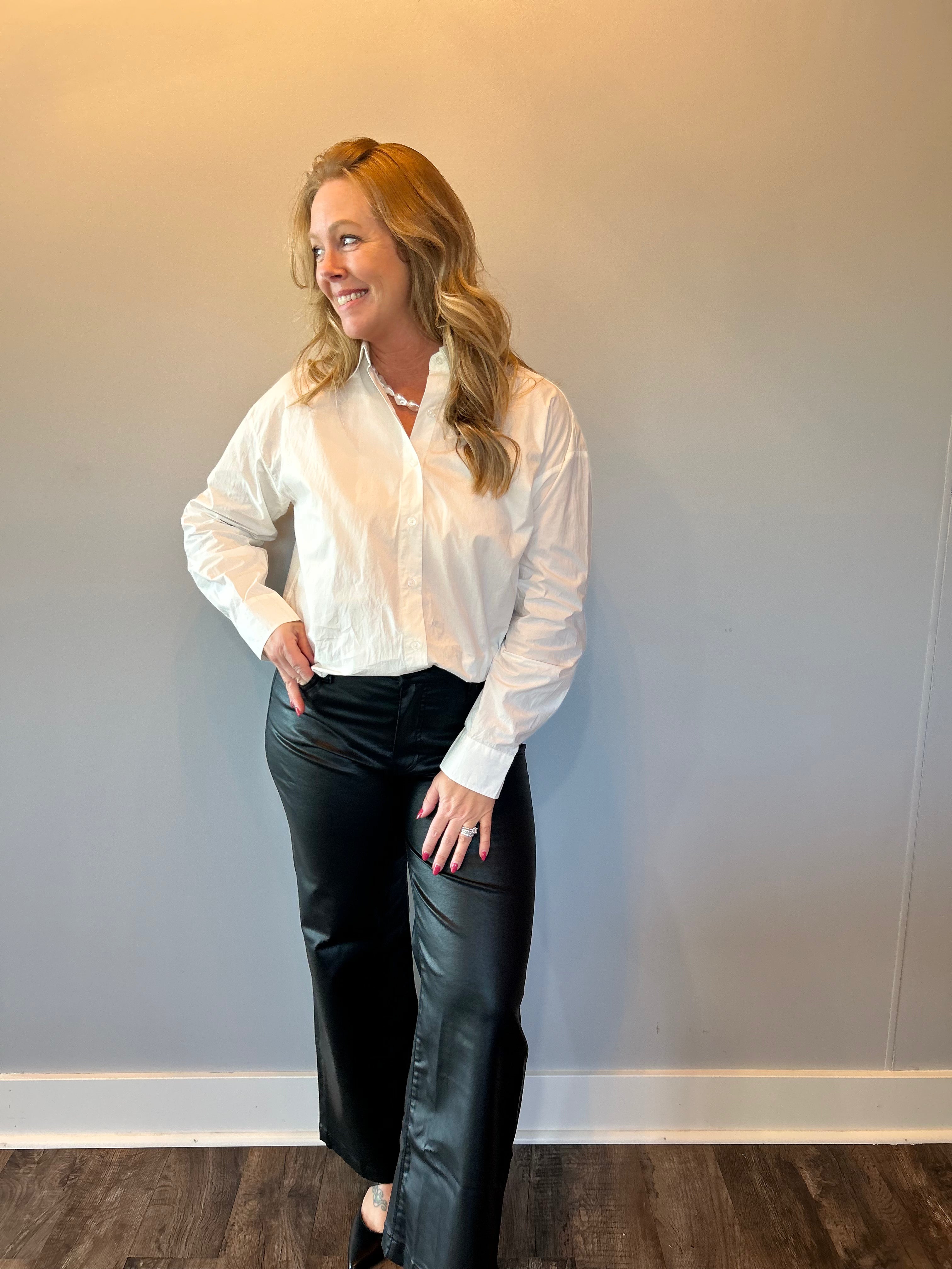 Elevated Poplin Button Down Shirt in White