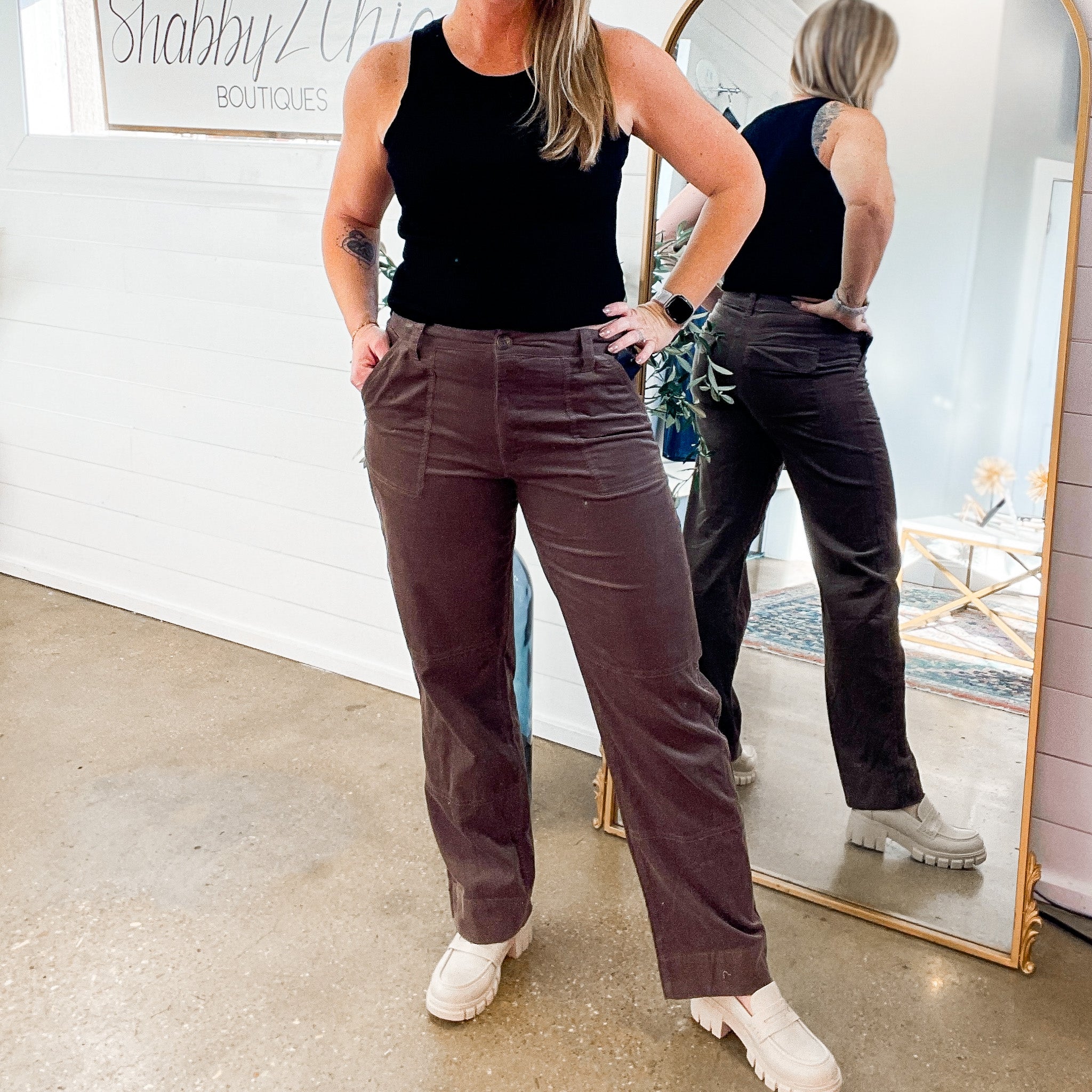 Elizabeth Corduroy High Rise Straight Leg