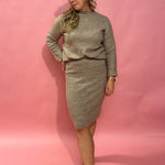 Ellie Sweater Skirt Set in Taupe