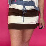Enzyme Washed Striped Skort