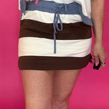 Enzyme Washed Striped Skort