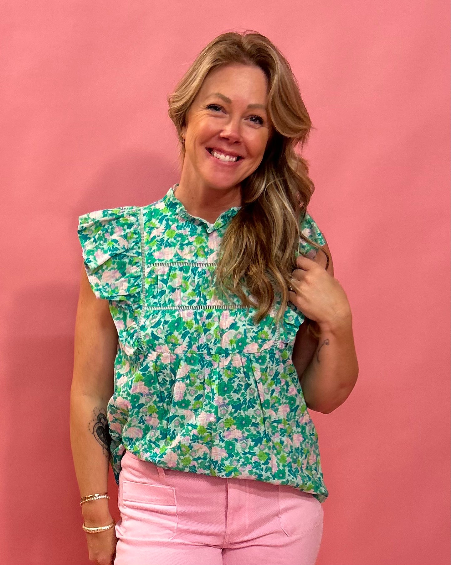 Erica Floral Ruffled Sleeved Blouse