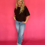 Espresso Lightweight Boxy Knit Sweater Tee