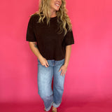 Espresso Lightweight Boxy Knit Sweater Tee