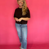 Espresso Lightweight Boxy Knit Sweater Tee