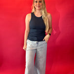 Essential Micro-Ribbed Athleisure Tank in Navy