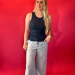 Essential Micro-Ribbed Athleisure Tank in Navy