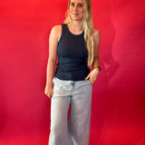 Essential Micro-Ribbed Athleisure Tank in Navy