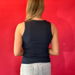 Essential Micro-Ribbed Athleisure Tank in Navy