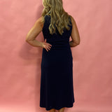 Everblue: Sleeveless Button-Up Midi Denim Dress