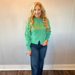 Everyday Charm Slit Hem Sweater in Emerald