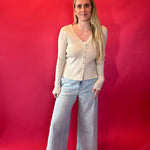 Everyday Cozy Ribbed Button Down in Oatmeal
