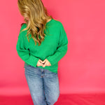 Everyday Ease Exposed Seam Sweater Top in Green - Shabby 2 Chic Boutiques