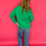 Everyday Ease Exposed Seam Sweater Top in Green - Shabby 2 Chic Boutiques