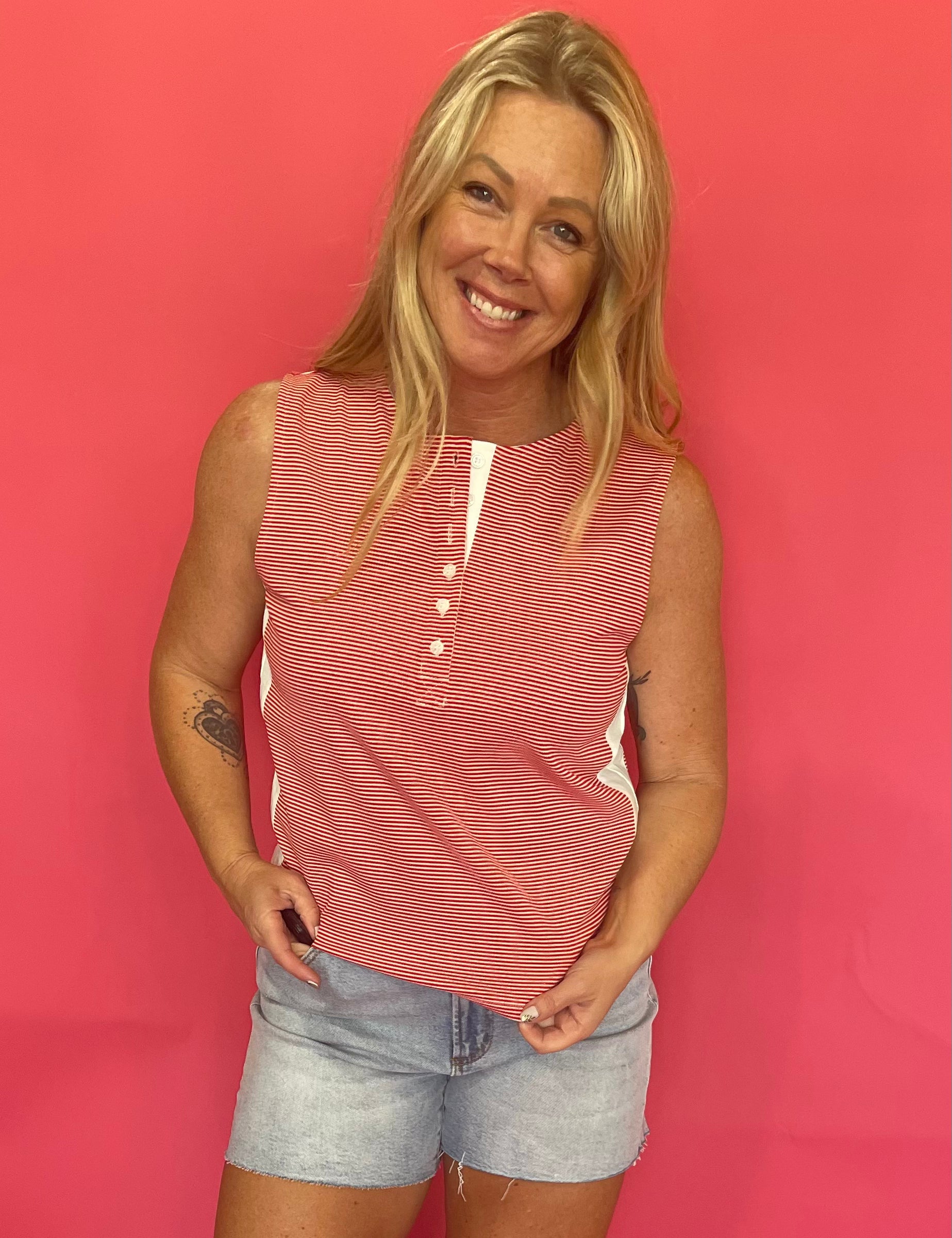 Everyday Ease Striped Contrast Tank - Shabby 2 Chic Boutiques