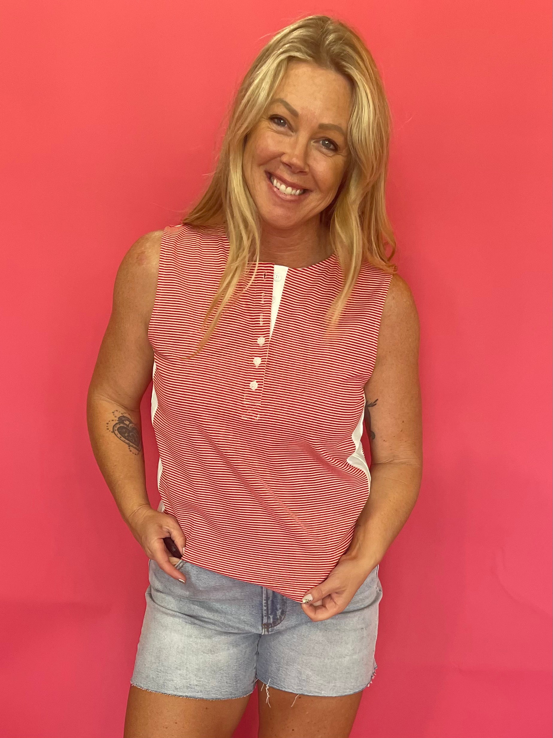 Everyday Ease Striped Contrast Tank - Shabby 2 Chic Boutiques