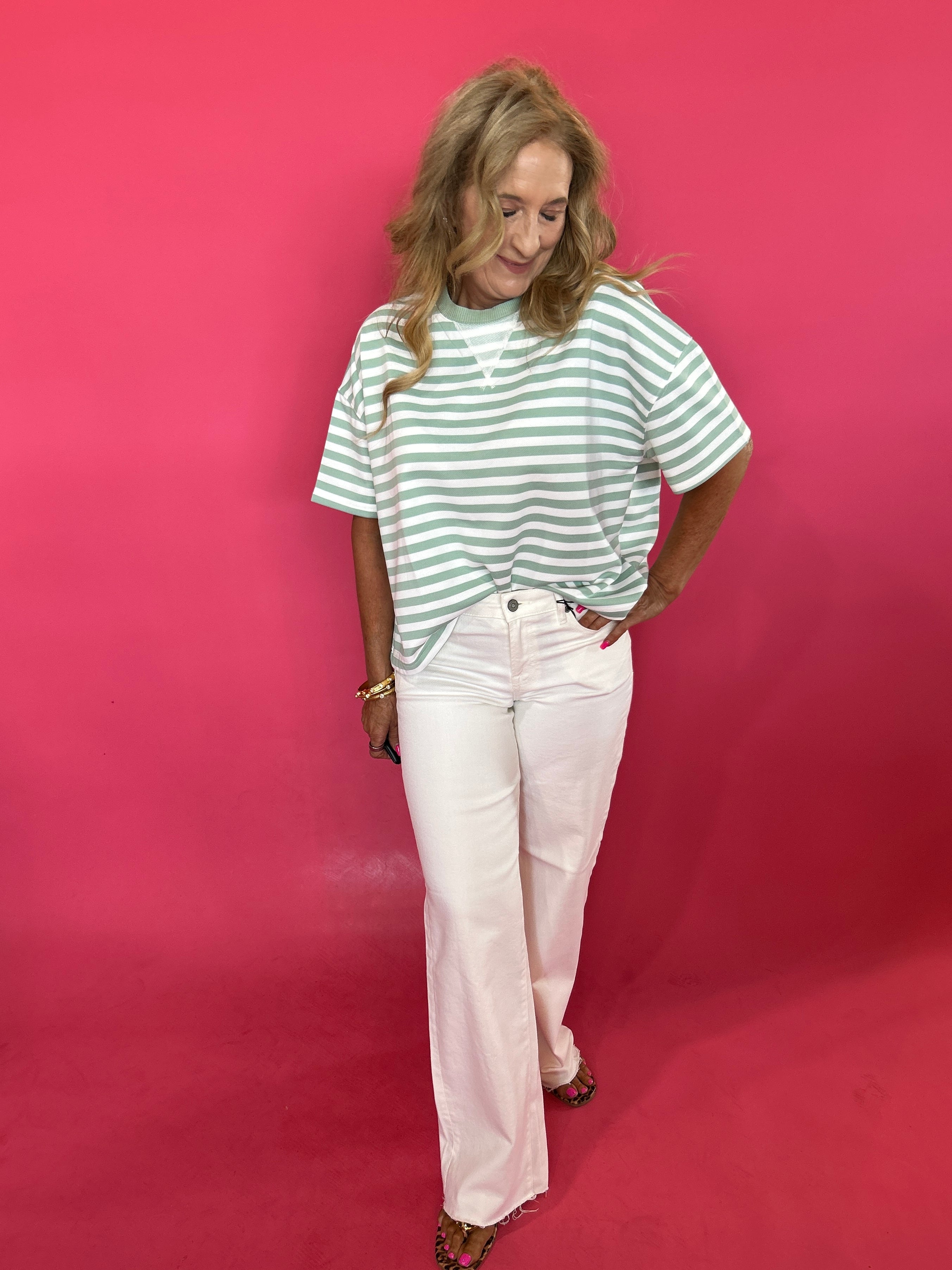 Everyday Ease Striped French Terry Boxy Top - Shabby 2 Chic Boutiques