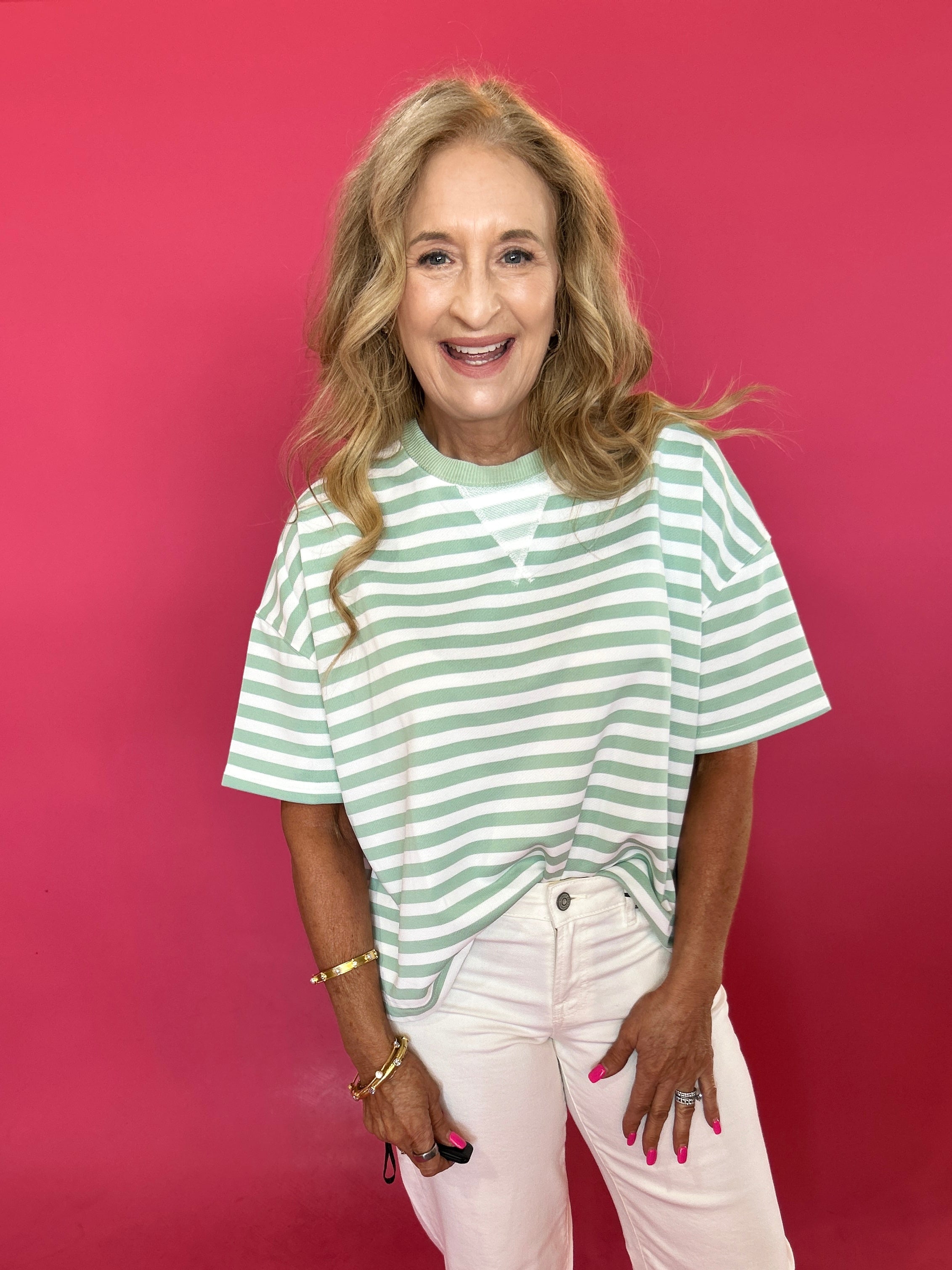 Everyday Ease Striped French Terry Boxy Top - Shabby 2 Chic Boutiques