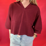 Everyday Ease V-Neck Knit Top in Burgundy