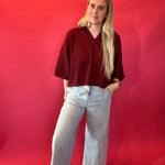 Everyday Ease V-Neck Knit Top in Burgundy