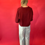 Everyday Ease V-Neck Knit Top in Burgundy