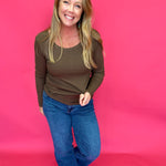 Everyday Essential Crewneck Top in Brown - Shabby 2 Chic Boutiques