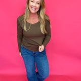 Everyday Essential Crewneck Top in Brown - Shabby 2 Chic Boutiques
