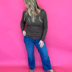 Everyday Essential Crewneck Top in Brown - Shabby 2 Chic Boutiques