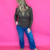 Everyday Essential Crewneck Top in Brown - Shabby 2 Chic Boutiques