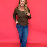 Everyday Essential Crewneck Top in Brown - Shabby 2 Chic Boutiques