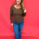 Everyday Essential Crewneck Top in Brown - Shabby 2 Chic Boutiques