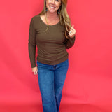 Everyday Essential Crewneck Top in Brown - Shabby 2 Chic Boutiques