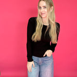 Everyday Essential Thermal Crewneck Top in Black