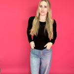 Everyday Essential Thermal Crewneck Top in Black