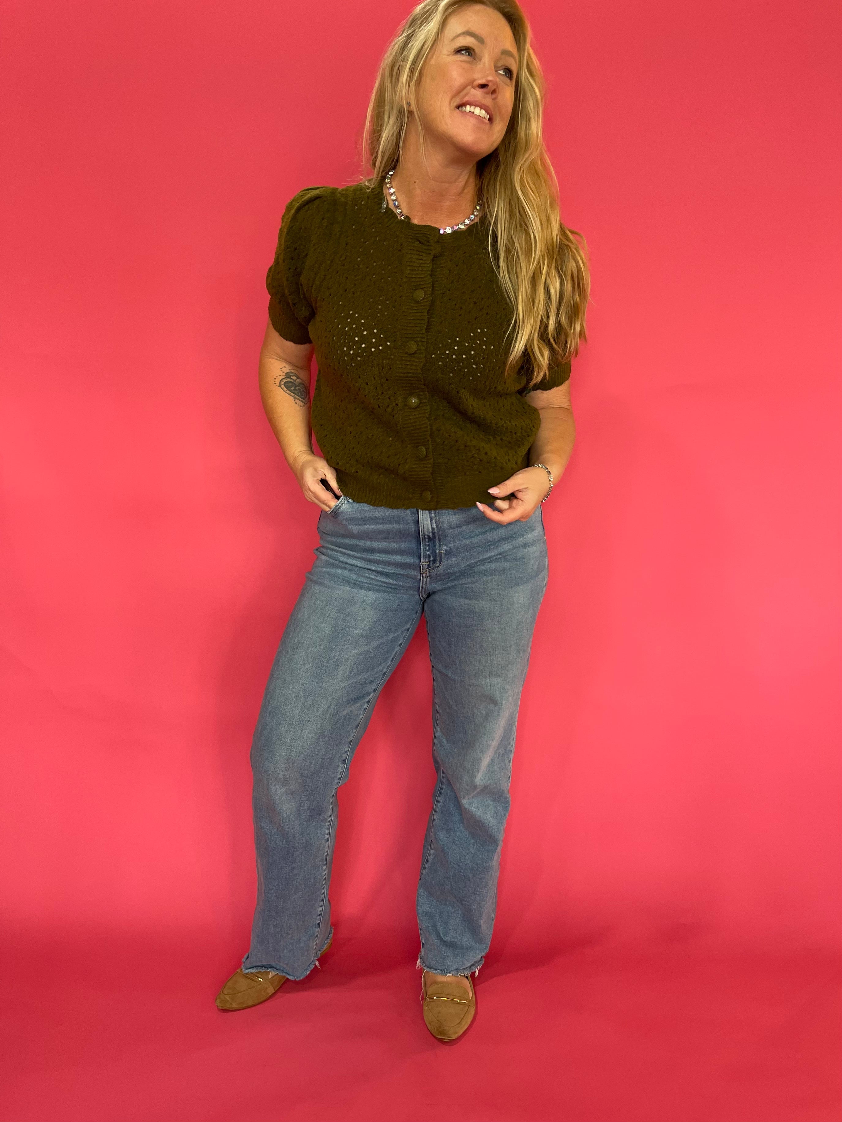 Everyday Favorite Boxy Cardigan in Olive