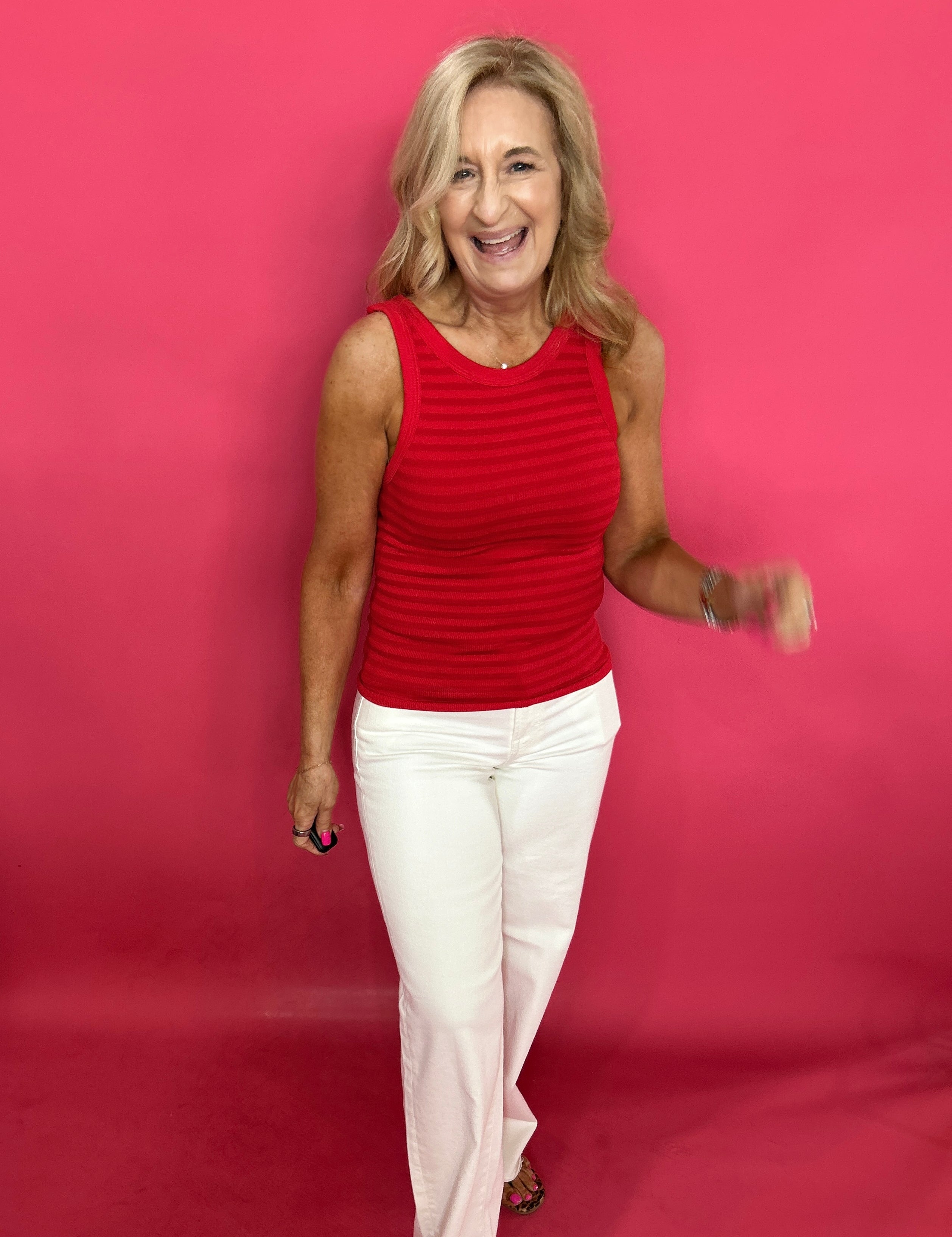 Everyday Reversible Ribbed Striped Tank in Red - Shabby 2 Chic Boutiques