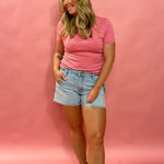 Everyday Stripes: Classic Cotton Tee in Pink
