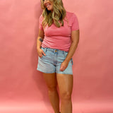 Everyday Stripes: Classic Cotton Tee in Pink