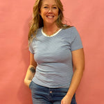 Everyday Stripes: Classic Cotton Tee in Sky