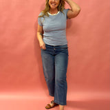 Everyday Stripes: Classic Cotton Tee in Sky