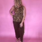 Soft brown wide-leg pants styled for work, meetings, or everyday wear