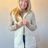 Faux Fur Trim Zip-Up Coat in Beige