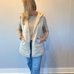 Faux Fur Trim Zip-Up Coat in Beige