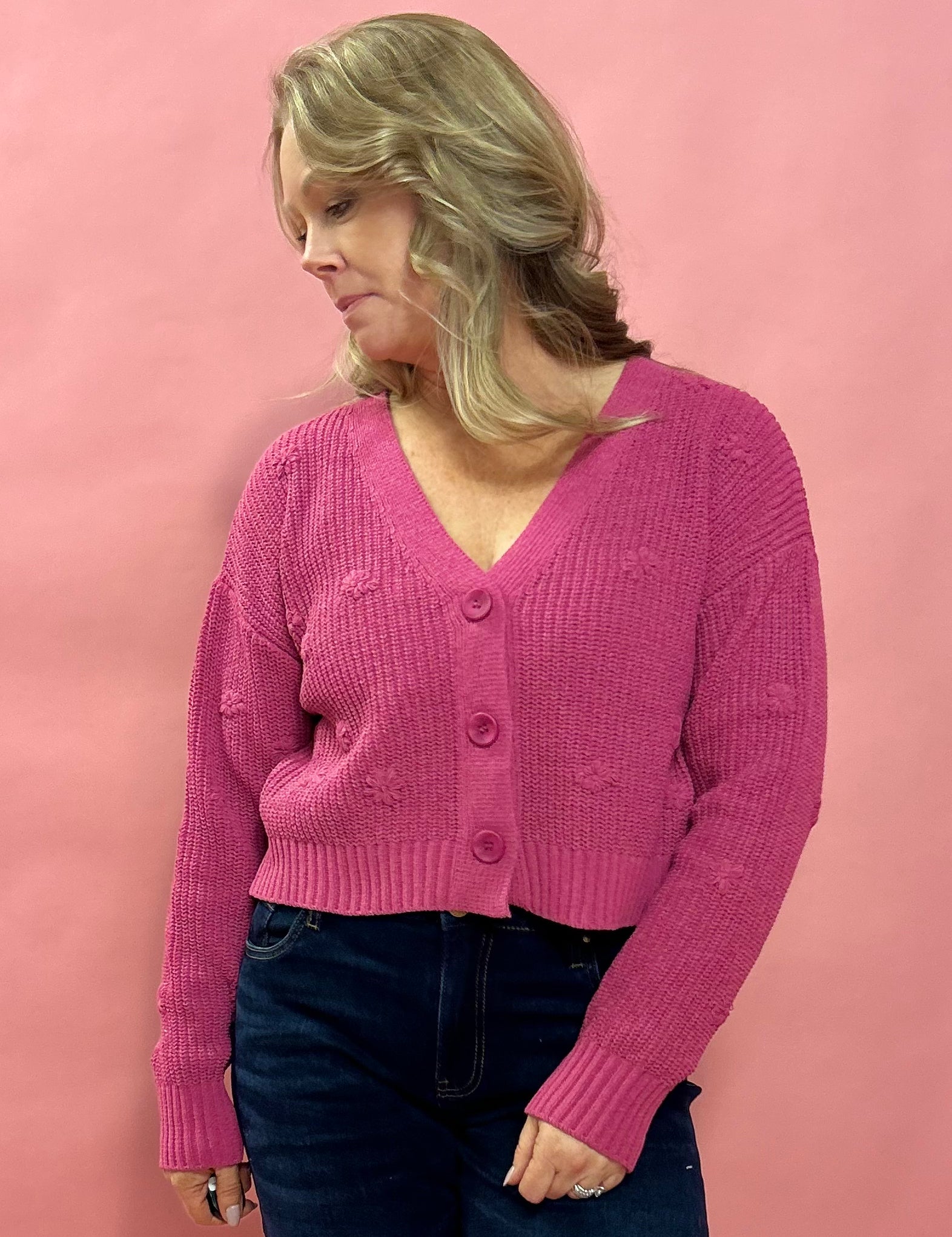 Fleur Cardigan in Fuchsia