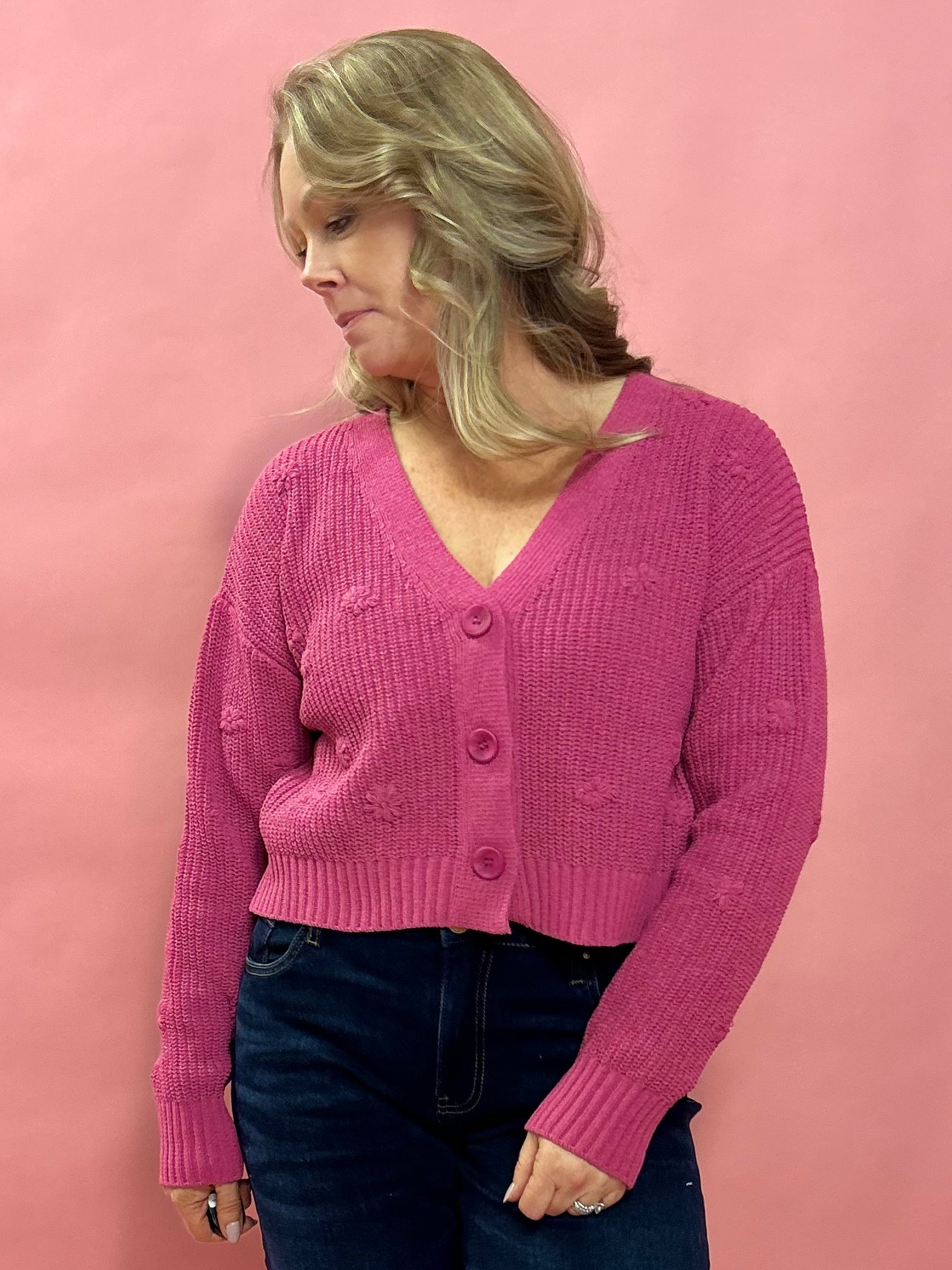 Fleur Cardigan in Fuchsia