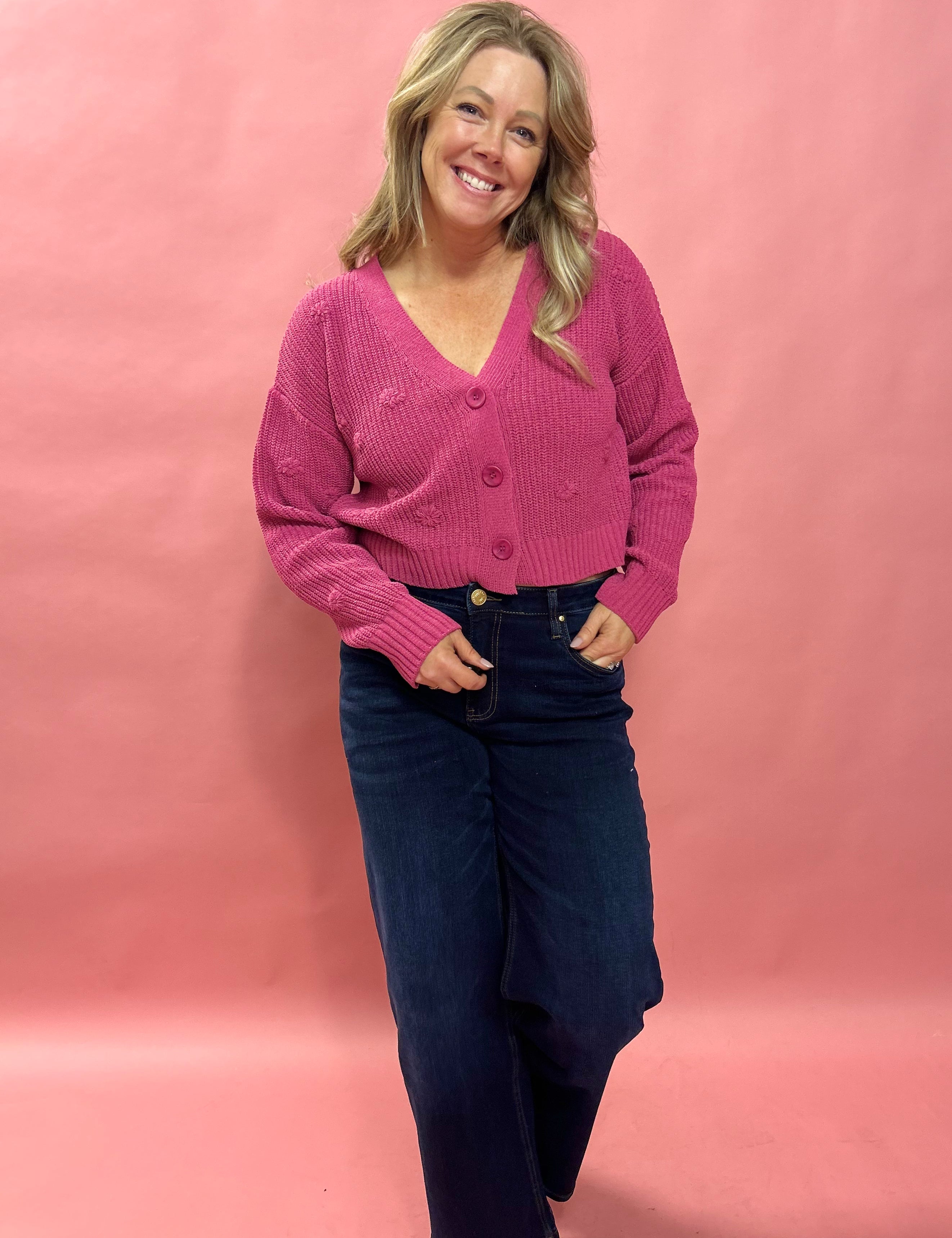 Fleur Cardigan in Fuchsia