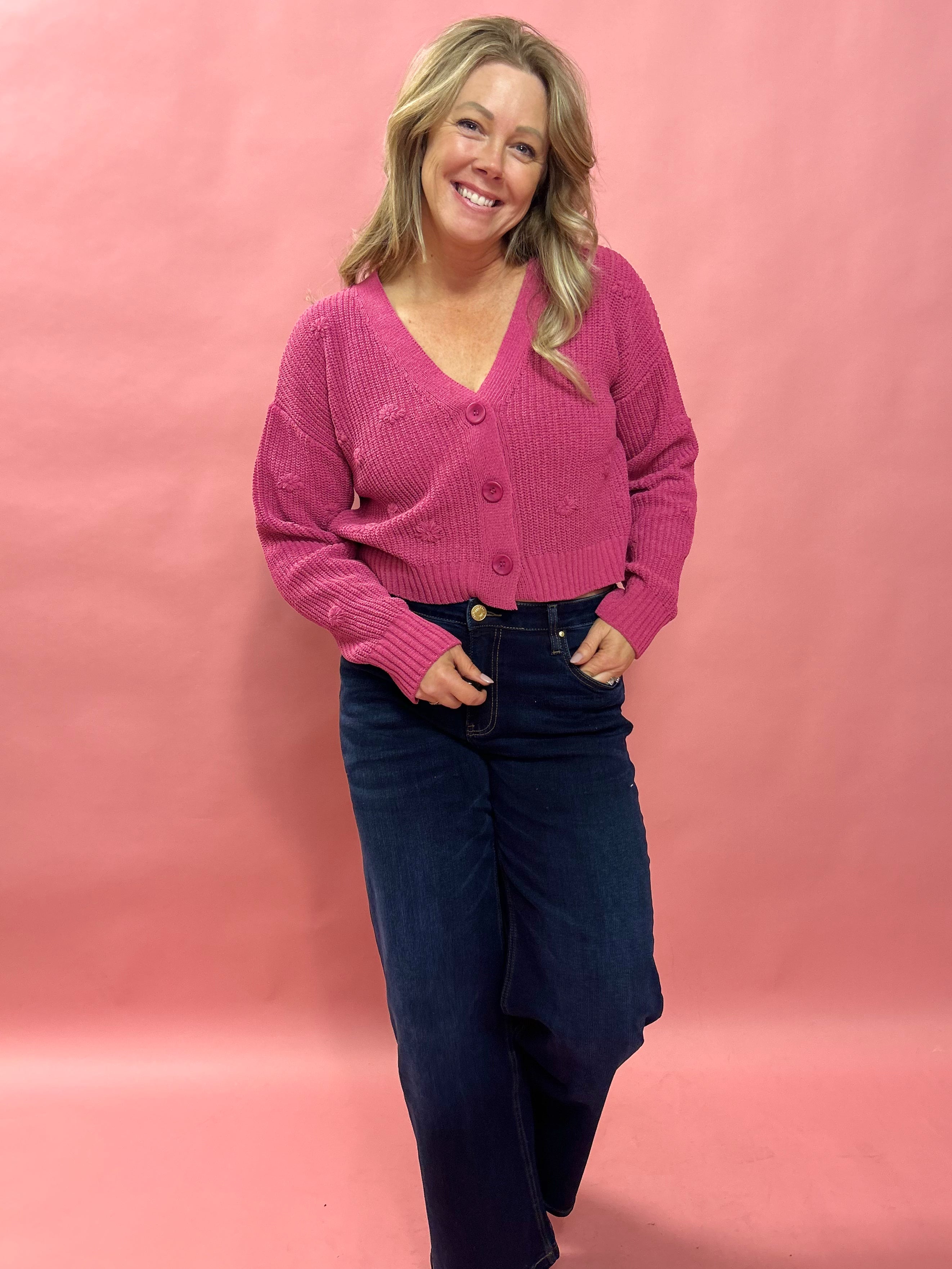 Fleur Cardigan in Fuchsia