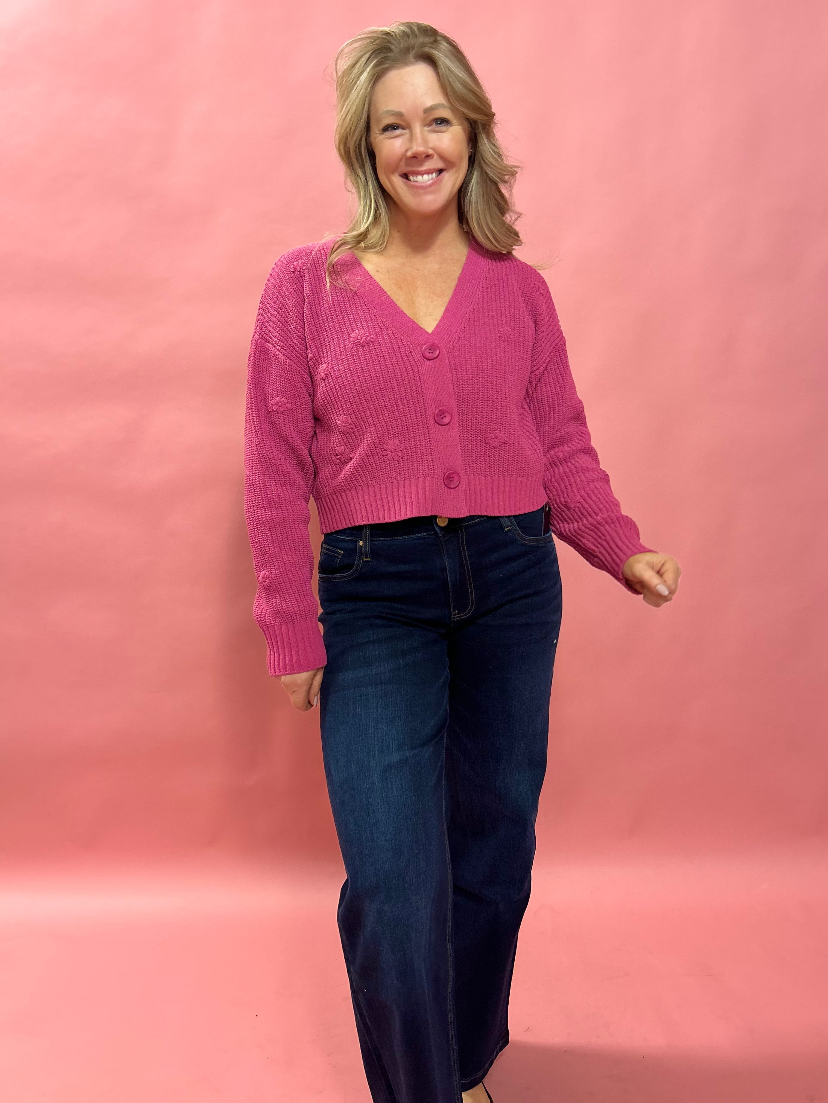 Fleur Cardigan in Fuchsia