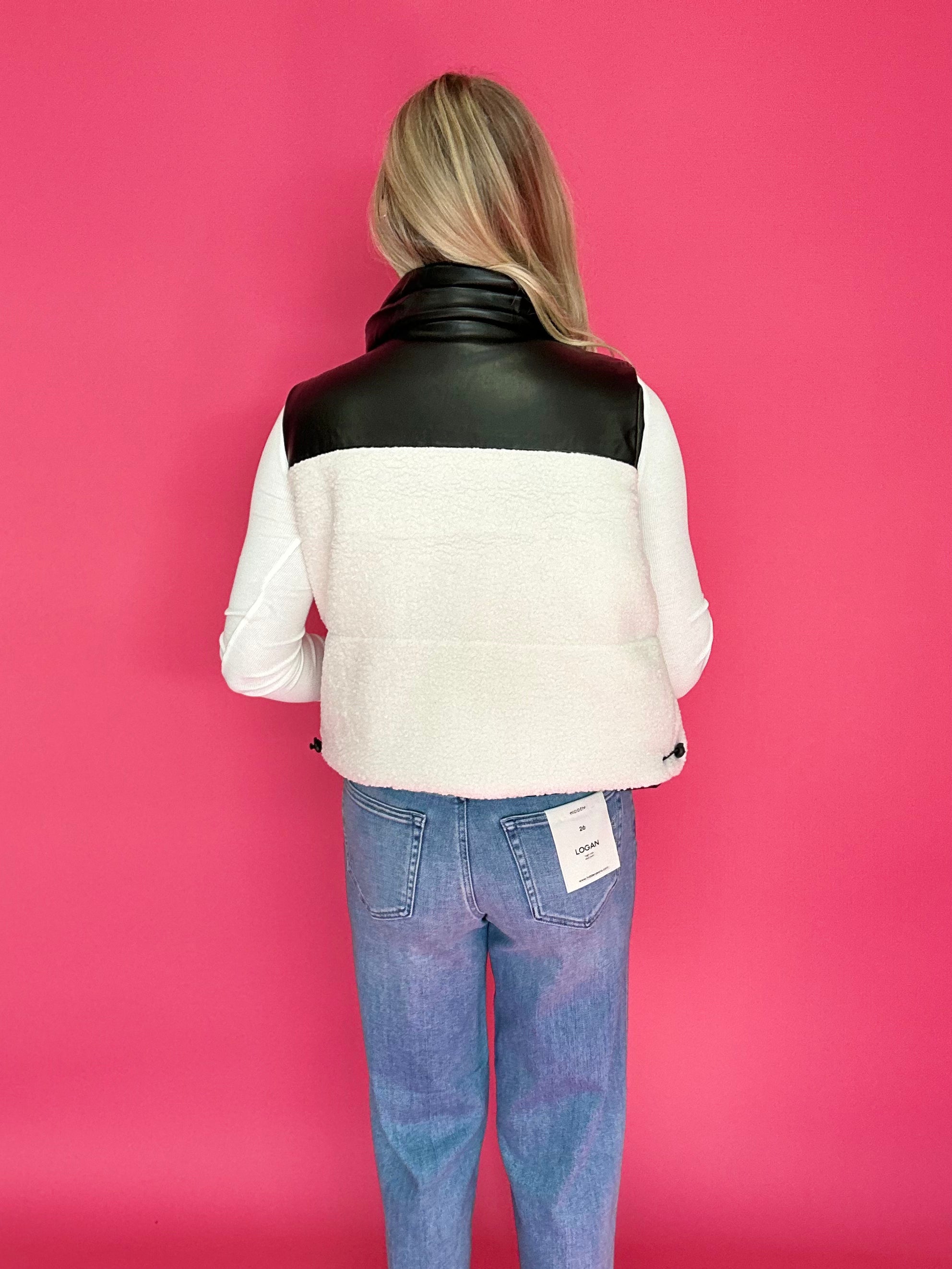 Flip the Script Reversible Faux Leather & Sherpa Vest